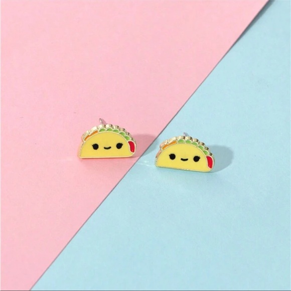 Taco Stud Earrings - Yellow and Green - Picture 1 of 7